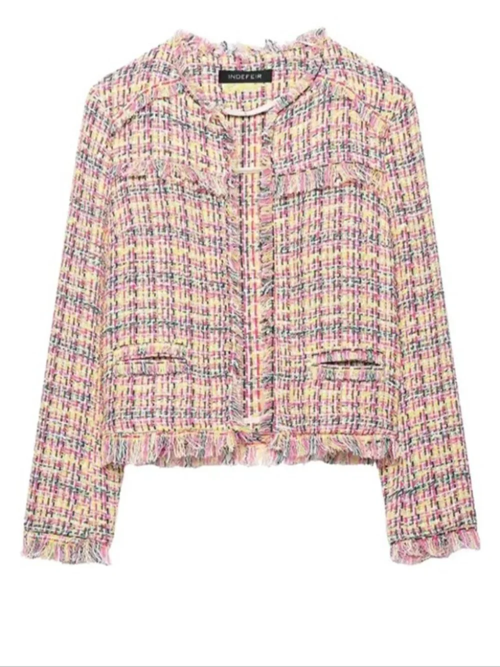 Elegant Chic Tassel Women's Jacket  Autumn Long Sleeve Tweed Short Jackets Top